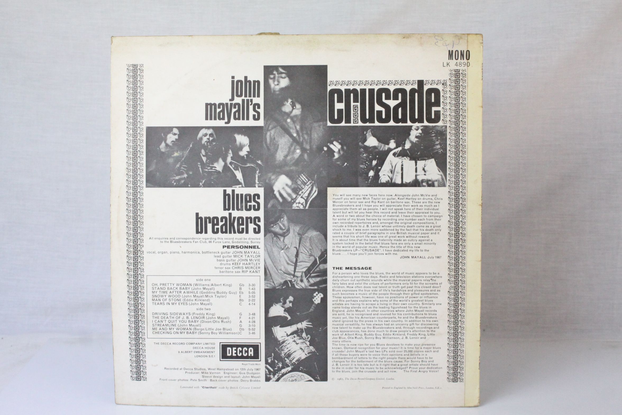 Vinyl - Two LP's from John Mayall to include The Blues Alone (ACL 1243 mono) and Crusade (LK 4890 - Image 10 of 10