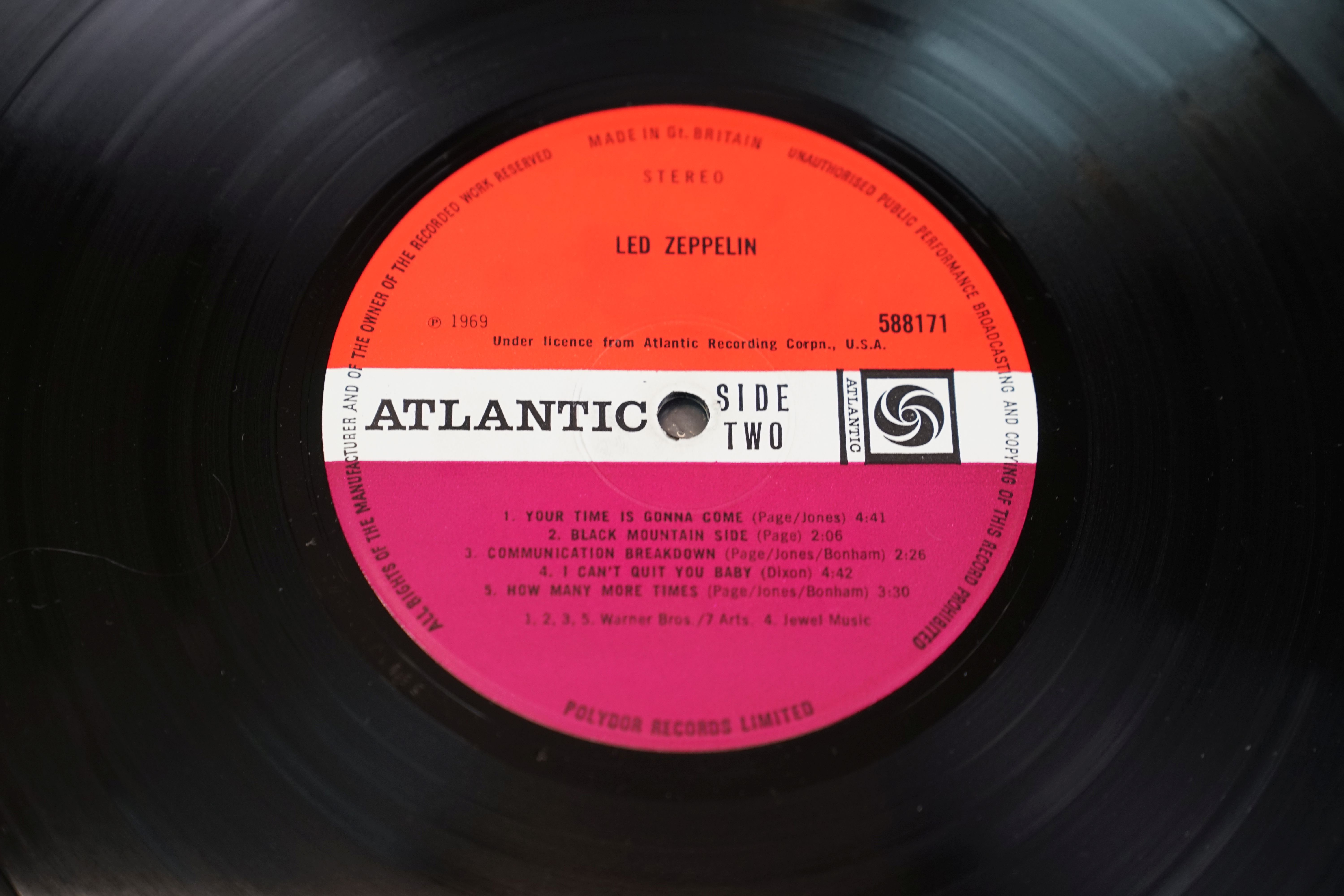 Vinyl - Led Zeppelin I on Atlantic 588171 orange lettering and grey strip to front of sleeve, red - Image 6 of 7