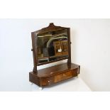 Early 19th century Mahogany Inlaid Swing Mirror with three drawers and raised on four bone bun feet,