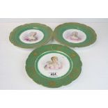 A set of four Sevre style Cabinet Plates decorated with various ladies to include Marie Antoinette