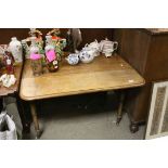 19th century Mahogany Pembroke Table with Drawer to end, raised on turned legs terminating in