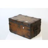 19th century Pine Iron Bound Strong Box with carrying handles, 50cms wide x 28cms high