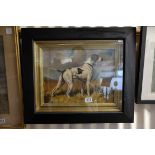 Framed Oil Painting Study of a Pointer Dog on a Grassy Headland