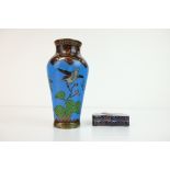 Cloisonné Trinket Box decorated with Cicada together with a similar Vase with Bird decoration