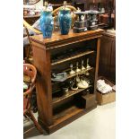 Victorian Walnut Open Bookcase on plinth base, 109cms high x 84cms wide