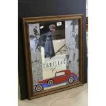 Framed Cadillac Advertising Mirror, 60cms x 50cms