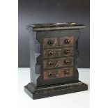 19th century Slate and Marble Plinth with Faux Drawers and Knob Handles, 23cms wide x 26cms high