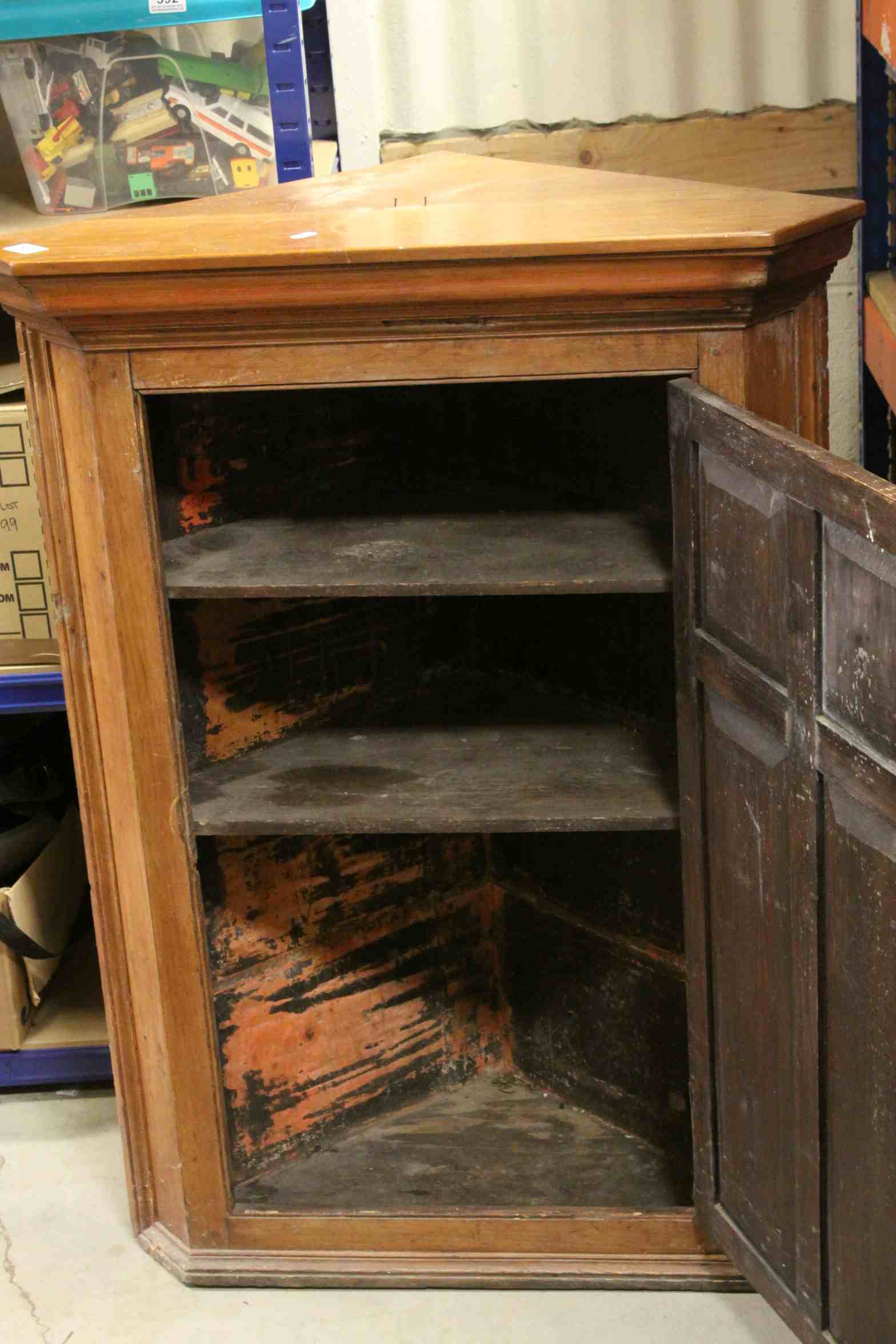 19th century Hanging Corner Cabinet, the single panel door opening to reveal two shelves, 109cms - Image 2 of 3