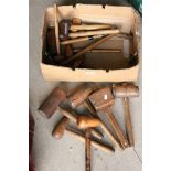 Collection of Wooden Mallets including Leather / Lead Shaped Heads