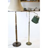 Early 20th century Brass Standard Reading Lamp with adjustable arm and carrying handle to top,