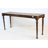 19th century Window Seat with Caned Seat and raised on turned fluted legs, 122cms long x 52cms high