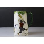 Royal Doulton Black Cricketers Seriesware Jug titled ' Out for a duck ' 14.5cms high