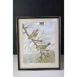 John B Duggan watercolour of two goldcrest birds 20 x 16 cm signed and titled in pencil to mount.