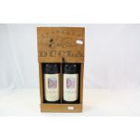 Two Bottles of Bordeaux Ducla Wine 1999, contained in a wooden case