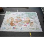 Vintage Children's Teddy Bear Picnic Rug