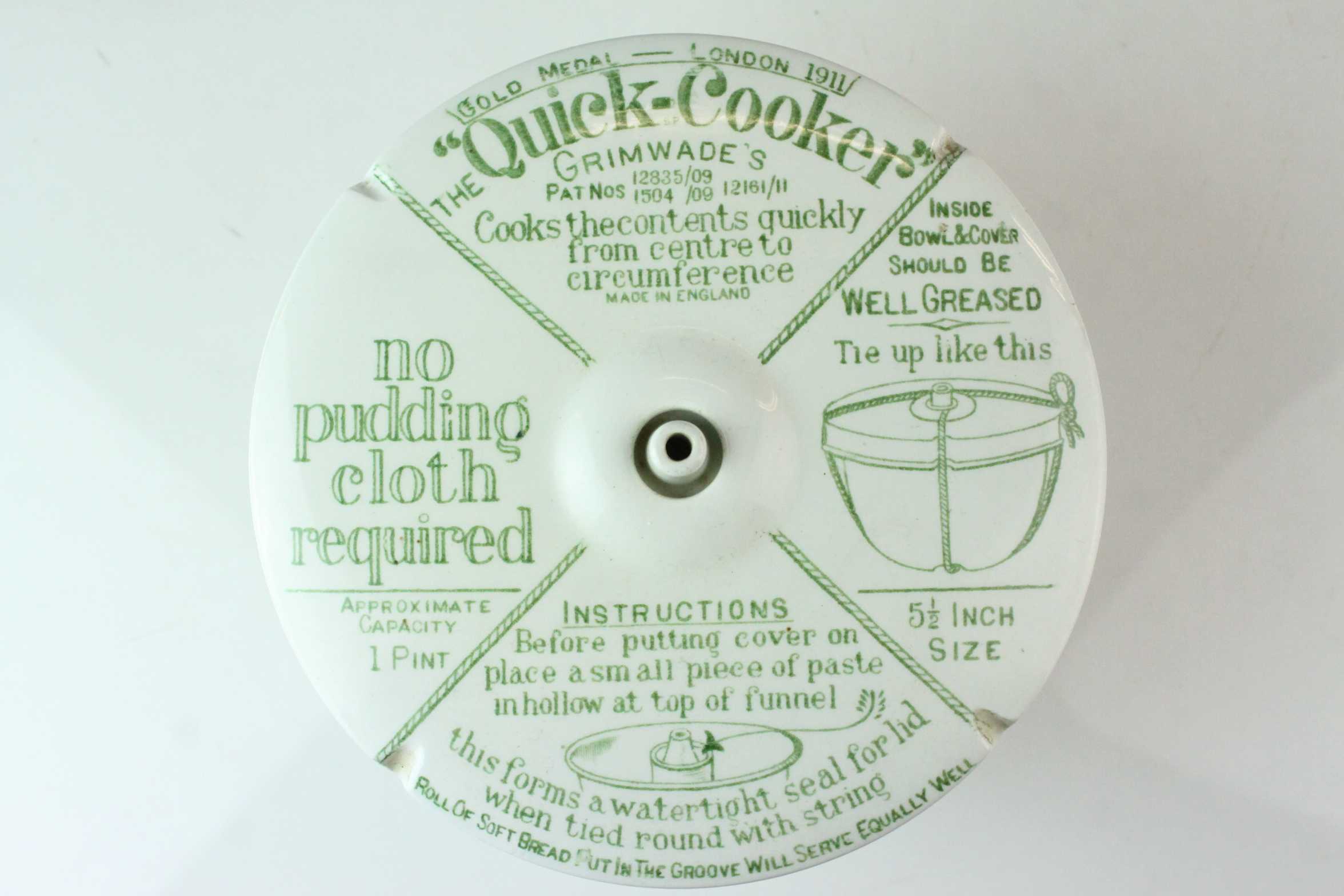 Early 20th century Grimwades Ceramic ' Quick-Cooker ' Bowl with transfer printed instructions, 17cms - Image 2 of 8
