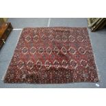 Eastern Bukhara Style Red Ground Wool Rug, 130cms x 120cms