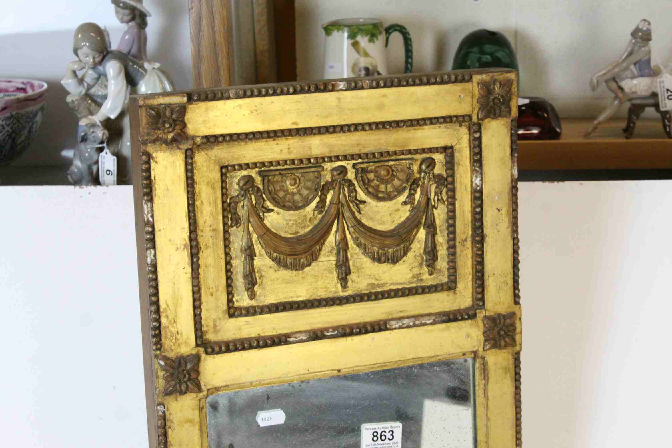 19th century Gilt Framed Rectangular Tall Mirror, the top with panel with moulded swags - Image 2 of 5