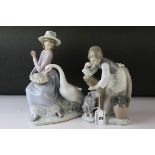 Two Lladro Figures, Caress and Rest, model no. 1245, 21cms high and a Seated Girl holding Flower