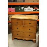 19th century Pine Chest of Two Short over Two Long Drawers, raised on bracket feet, 87cms wide x