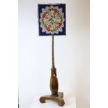 Mid 19th century Pole Screen with a Beaded Needlework Adjustable Panel (a/f) and raised on a
