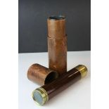 19th century Mahogany and Brass Three Drawer Telescope inscribed Bate, London, 76cms long, contained
