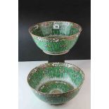 Two Chinese Cantonese Famille Rose Porcelain Bowls, with enamel decoration including leaves and