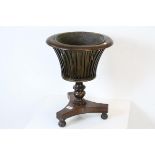 Mid 19th century Mahogany Trumpet Shaped Jardiniere / Planter, with slatted sides and brass liner,