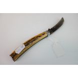 Early 1900's W. Saynor Horn Handled ' Depend ' Pruning Knife