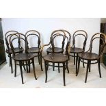 Set of Seven Thonet Bentwood Bistro Chairs, with a pressed design to seats, stamped to underside (