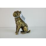 Gilt Bronze Model of a Seated Bull Dog with Orange Glass Eyes, 9cms high