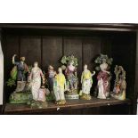 Four Early 19th century Staffordshire Pearlware Figures stood before Bocage including Saint Peter