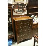 Edwardian Mahogany Dressing Chest with Oval Mirror and Five Long Drawers, 164cms high x 76cms wide