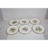 A set of six Spode cabinet plates decorated with exotic birds, inscribed to underside with