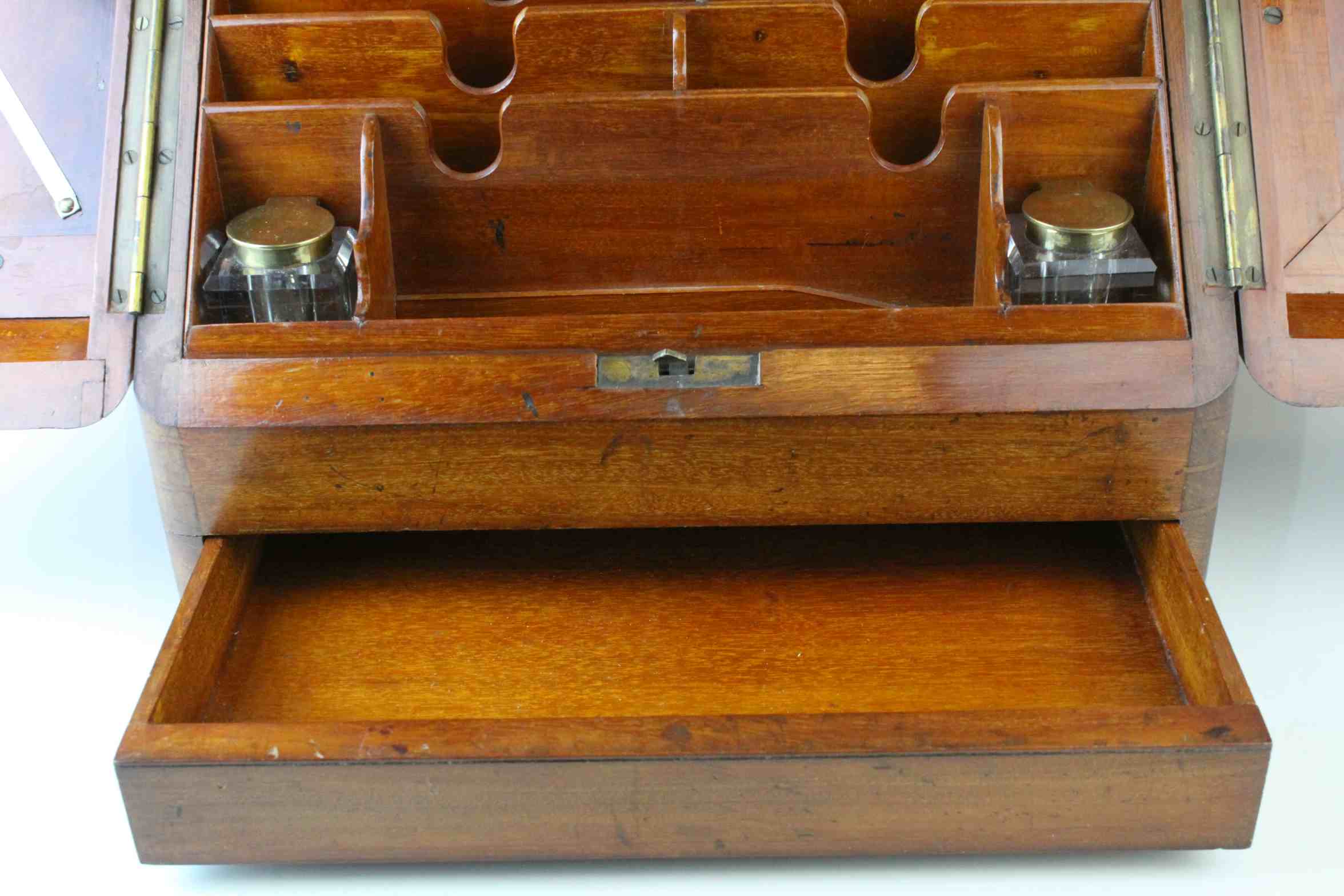 Victorian Mahogany Stationery Cabinet, the sloping front with two doors opening to reveal a fitted - Image 9 of 10