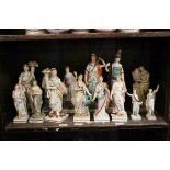 Collection of Fourteen Early 19th century Staffordshire Pearlware Figures including Minerva and