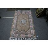 Modern Eastern Pink and Beige Ground Wool Rug with label, 153cms x 80cms