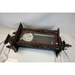 19th century Eight Day Hanging Wall Clock with White Enamel Face, 93cms high