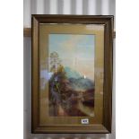 Late 19th / Early 20th century Landscape Gouache, 45cms x 24cms, gilt framed and glazed