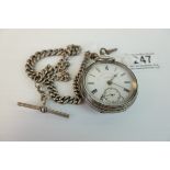Silver Cased Pocket Watch, the enamel face marked ' The Express English Lever, J & G Graves,
