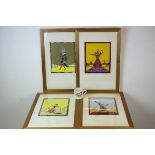 Set of Four Framed and Glazed E Galtois Illuminated Prints of People in Traditional Costume, 27cms x