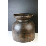 Large Oriental Turned Wooden Pot, 34cms high