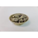 Faux Ivory Netsuke in the form of Turtles in a Basket, 5cms diameter