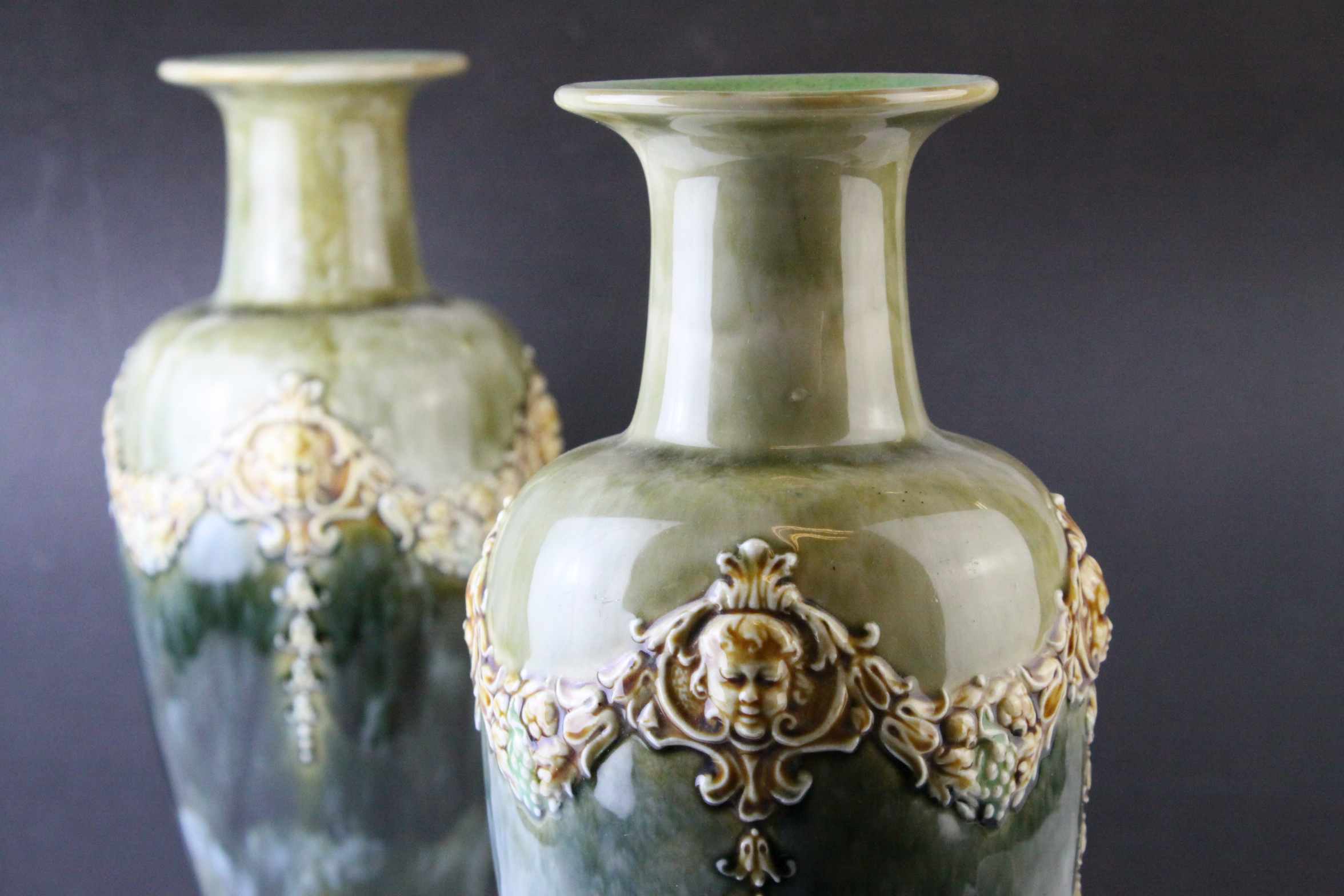 Pair of Early 20th century Royal Doulton Stoneware Vases, numbered 8478 to base, 33cms high - Image 2 of 9