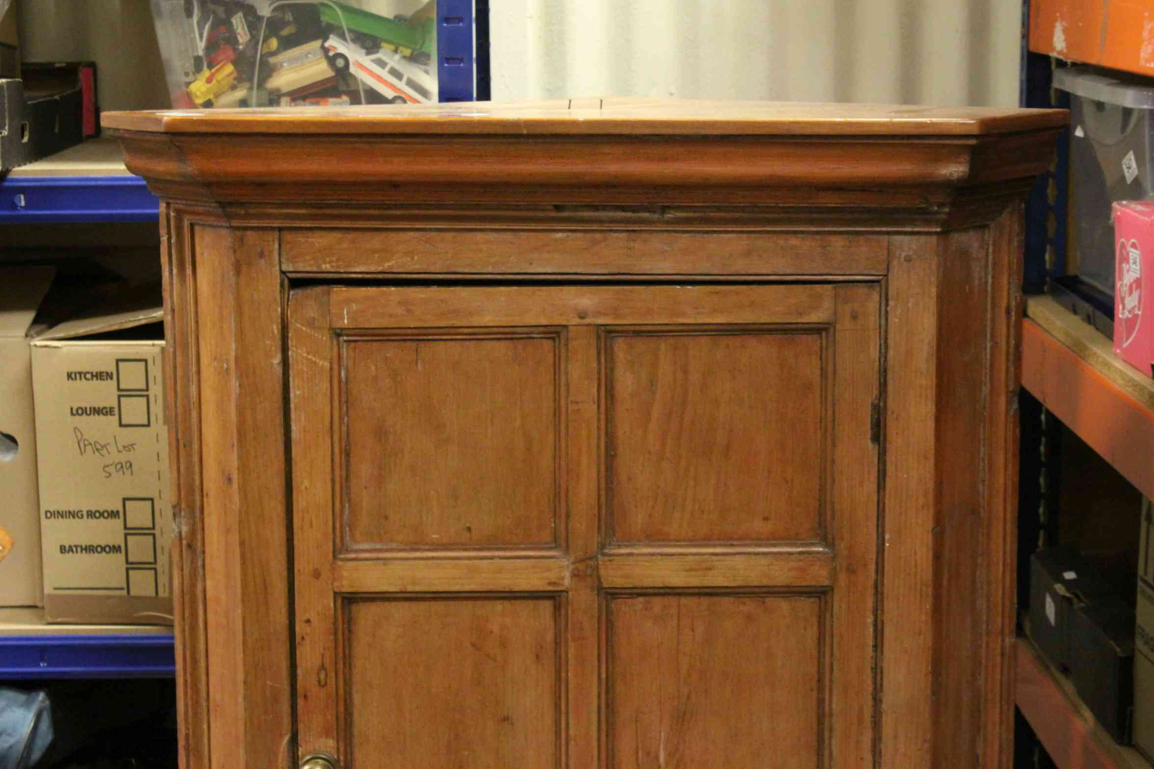 19th century Hanging Corner Cabinet, the single panel door opening to reveal two shelves, 109cms - Image 3 of 3
