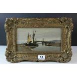 Charles Thornley (fl 1859 - 1885), Oil on Panel, Sailing Boats by Bridge in Estuary, signed lower