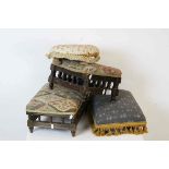 Two Late Victorian Rectangular Footstools, 32cms long together with Two Later Footstools, all with