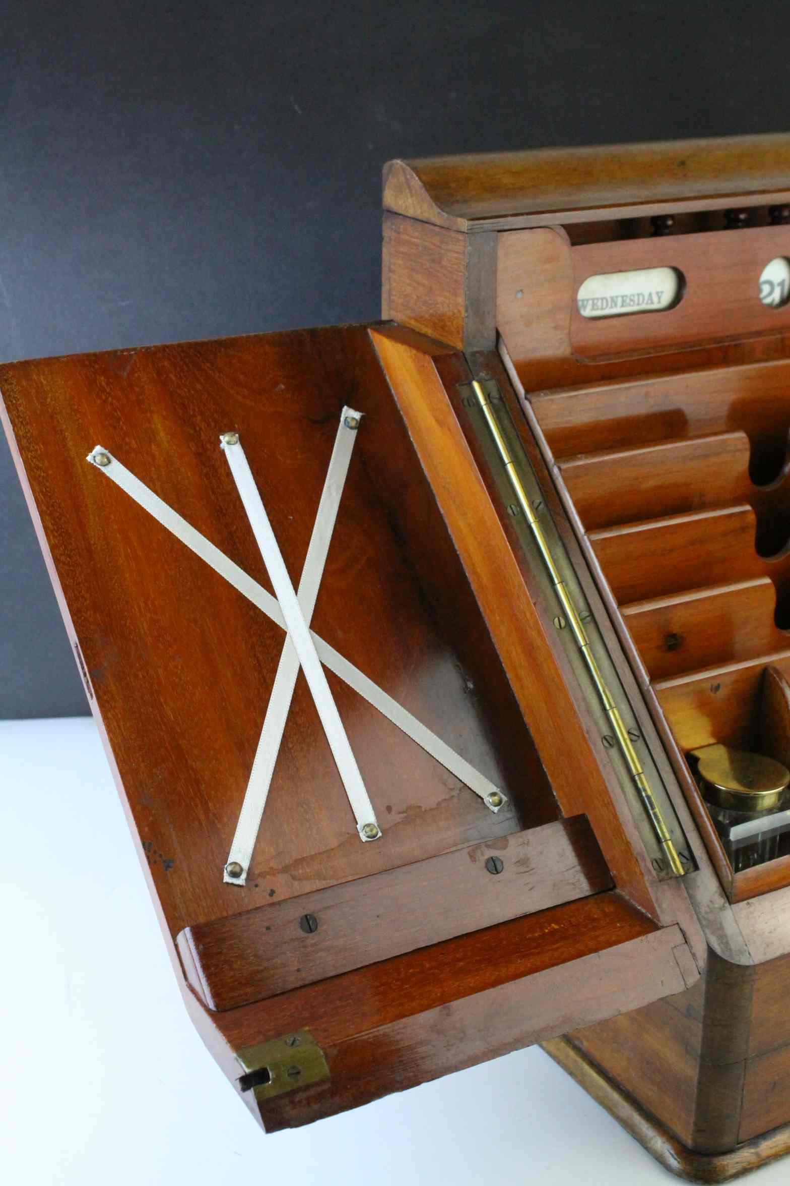 Victorian Mahogany Stationery Cabinet, the sloping front with two doors opening to reveal a fitted - Image 8 of 10