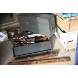 Two Victorian Wooden Tool Boxes, Collection of Various Wood and Metal Work Saws and Two Vintage