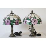 Pair of Table Lamps with Tiffany Style Shades, 35cms high